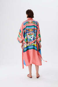 Zeugma Geometric Pattern Silk Long Kimono