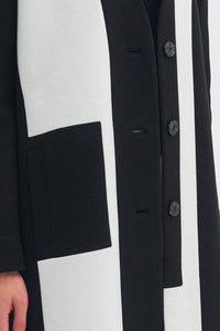 V-Neck Black and White Stash Coat 
