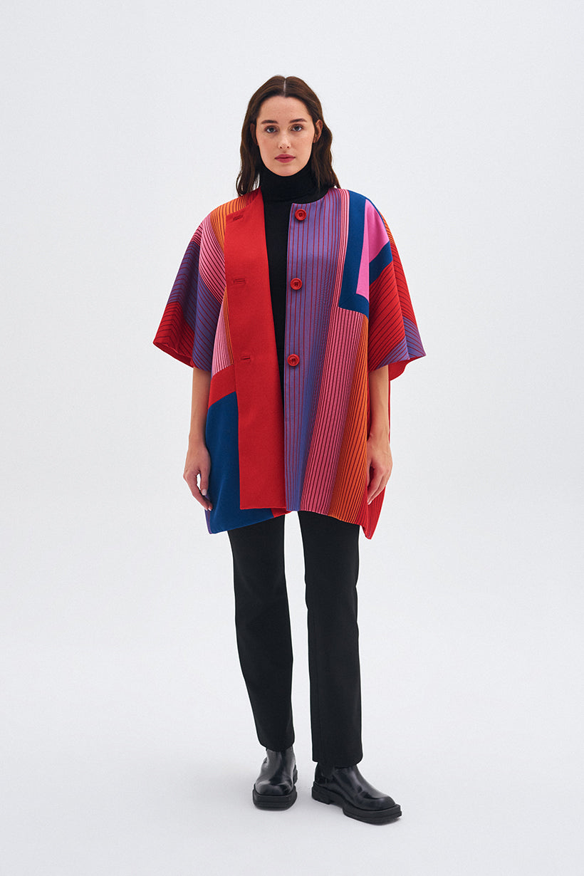 Patchwork Kutnu Colorful Cloak Coat 