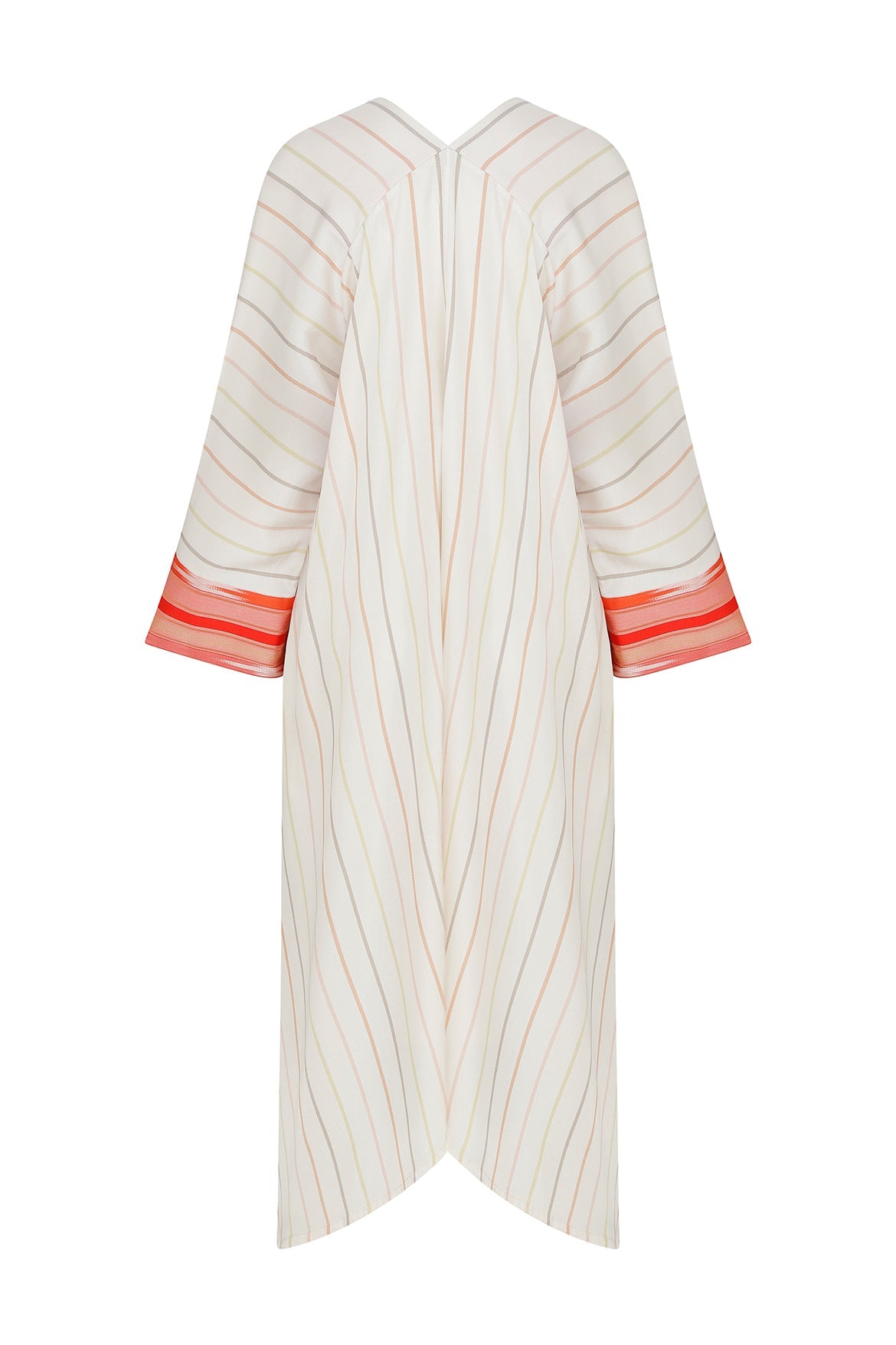 V-Neck Cream Striped Kimono