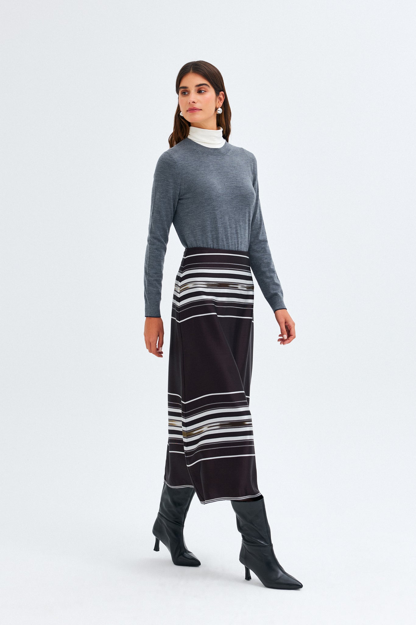 Brown Ikat Kutnu Midi Skirt