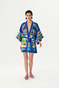 Zeugma Geometric Pattern Silk Short Kimono