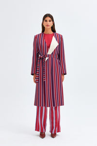 Red-Navy Blue Kutnu Long Coat