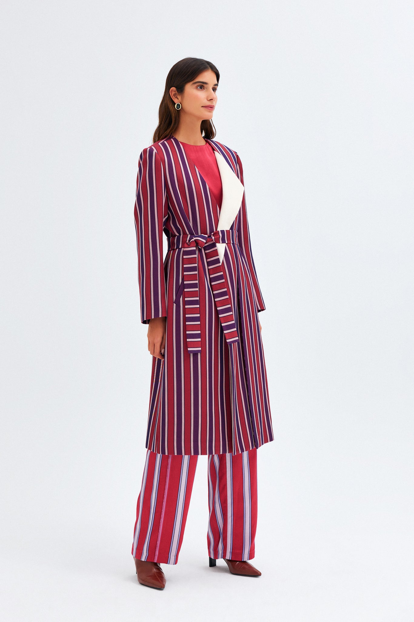 Red-Navy Blue Kutnu Long Coat