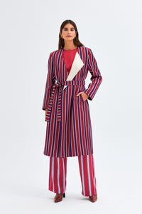 Red-Navy Blue Kutnu Long Coat