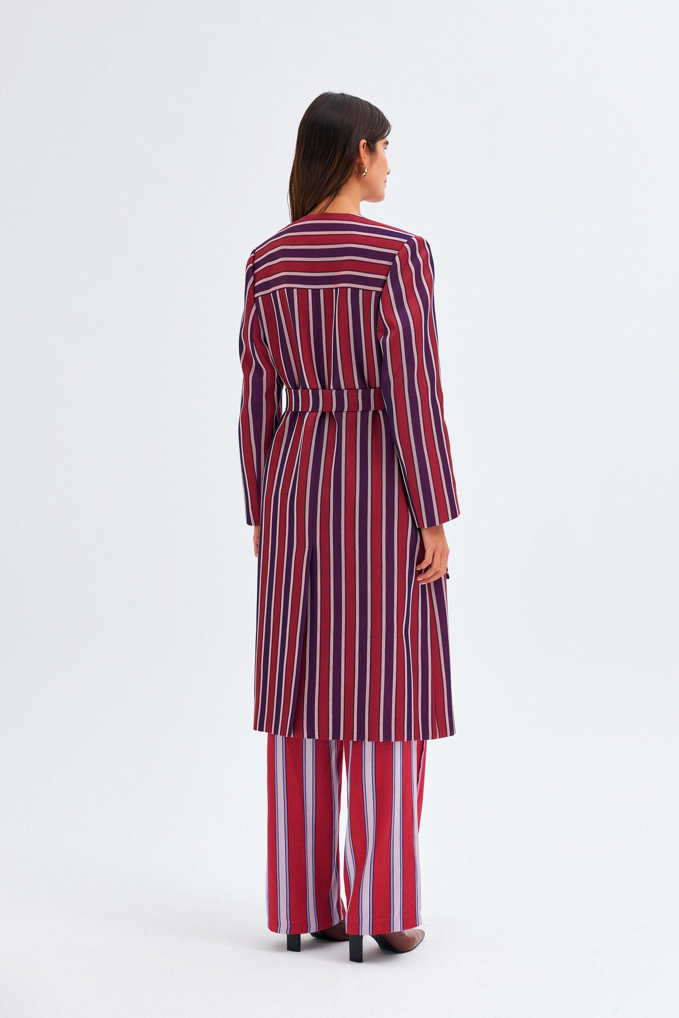 Red-Navy Blue Kutnu Long Coat