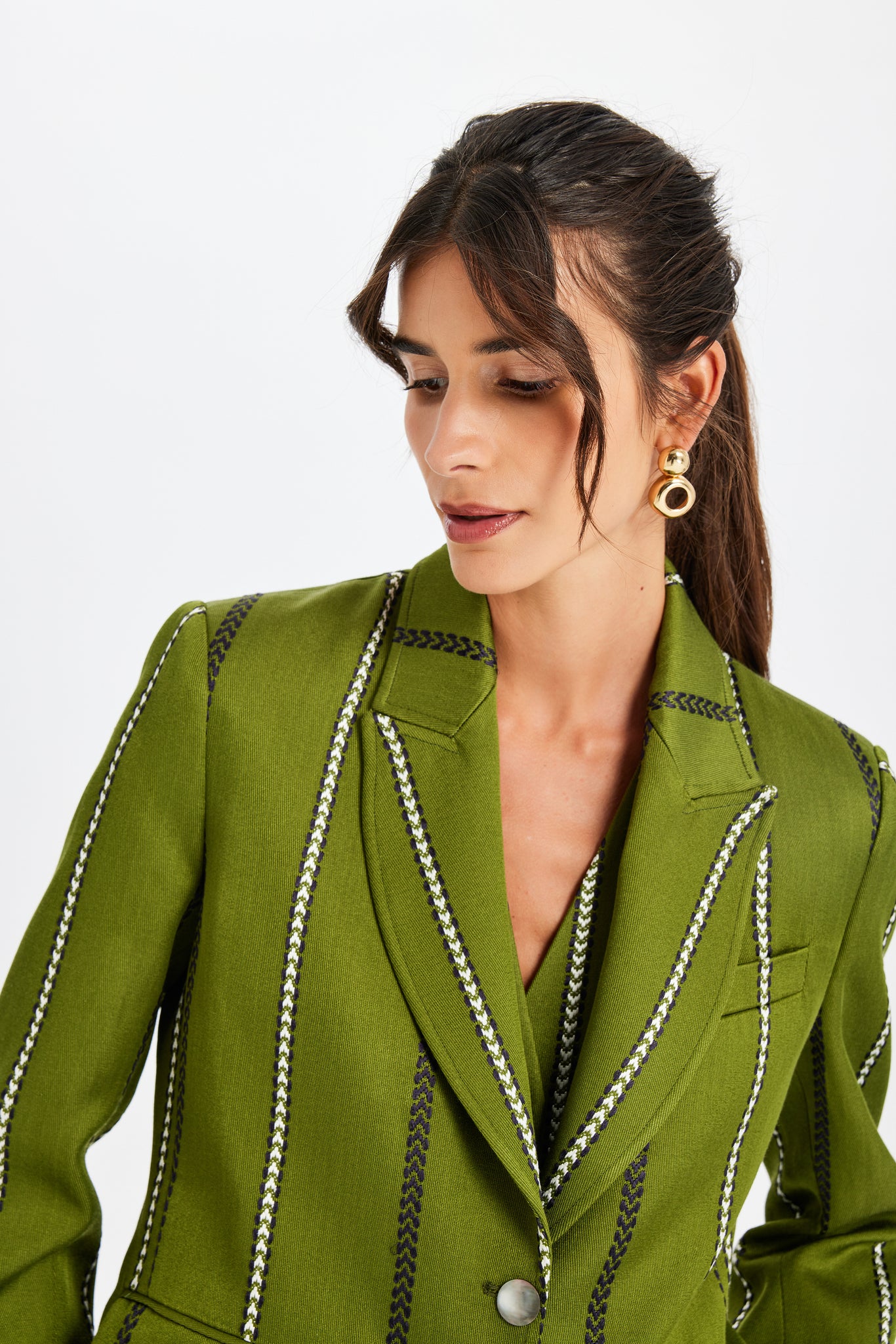 Kutnu Yeşil Blazer Ceket