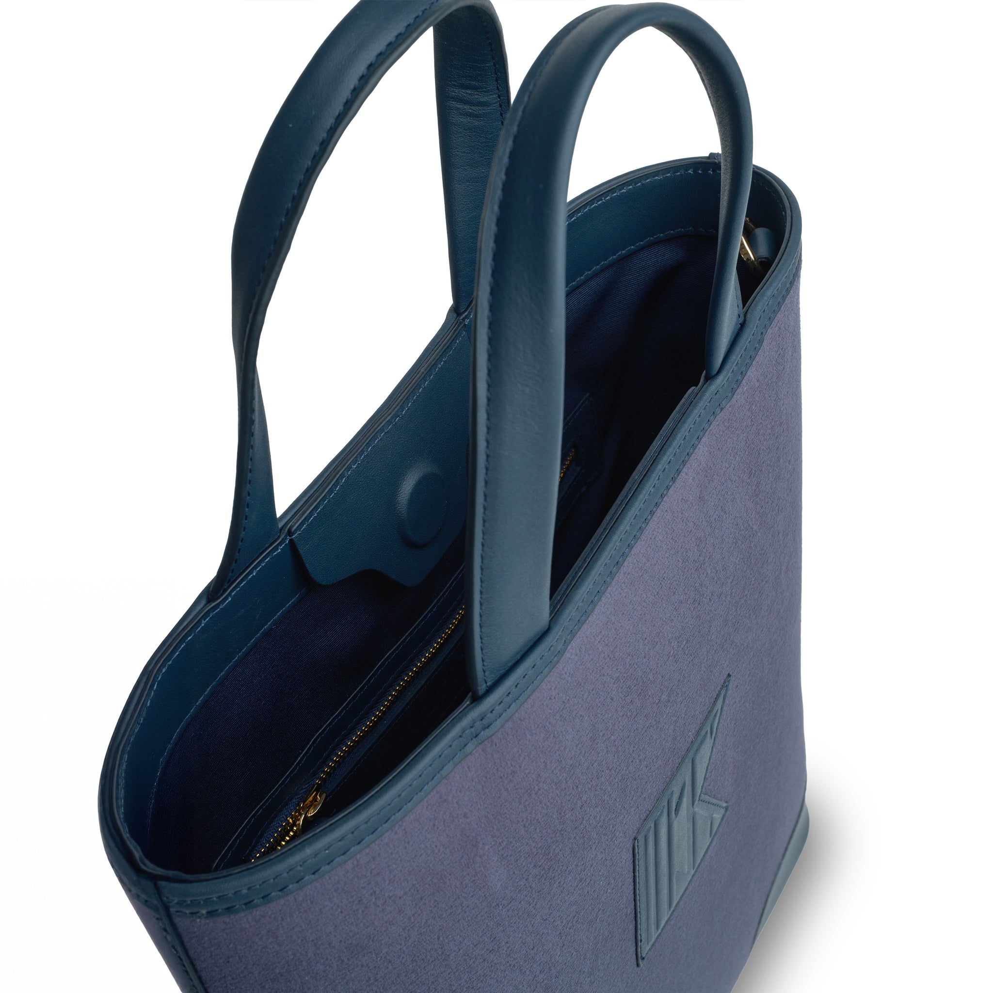 Kutnu Cüzdanlı Koyu Lacivert Kadife Omuz Çantası