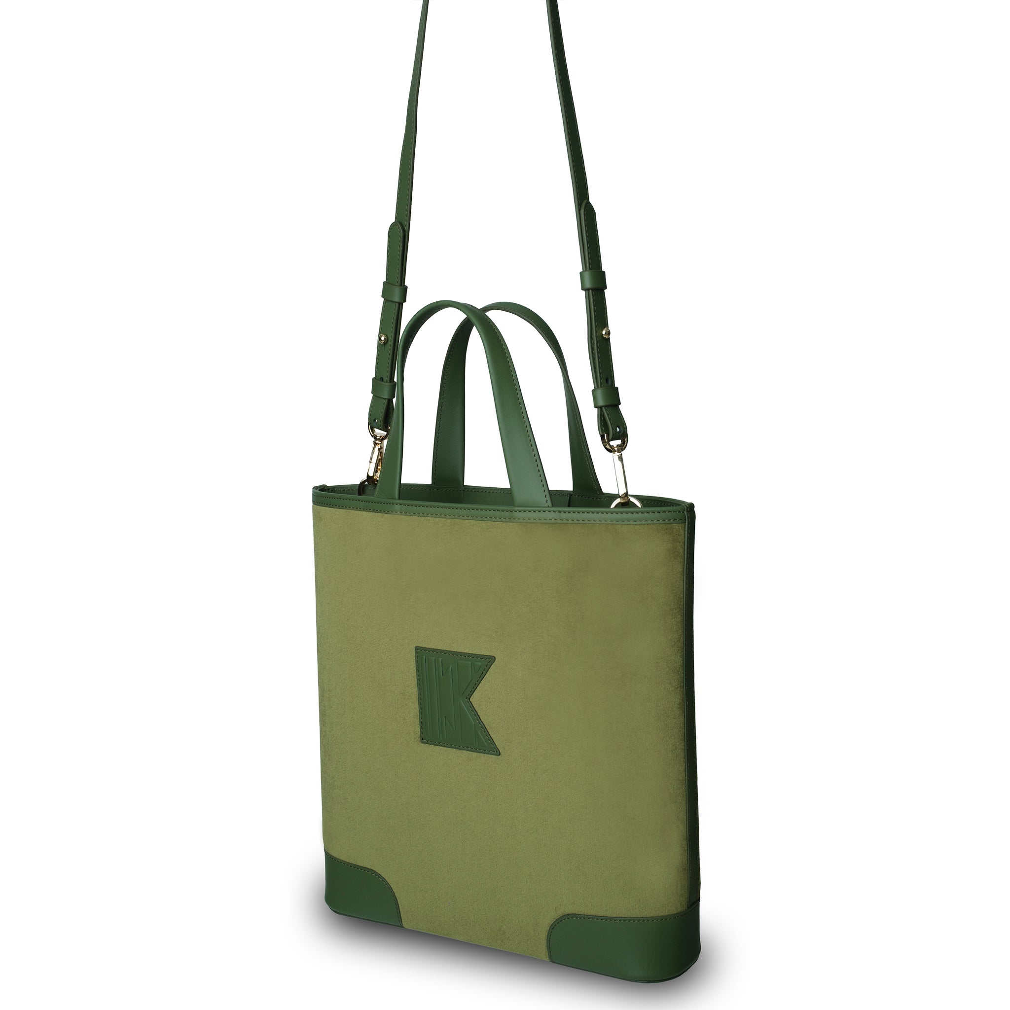 Kutnu Cüzdanlı Yeşil Kadife Omuz Çantası