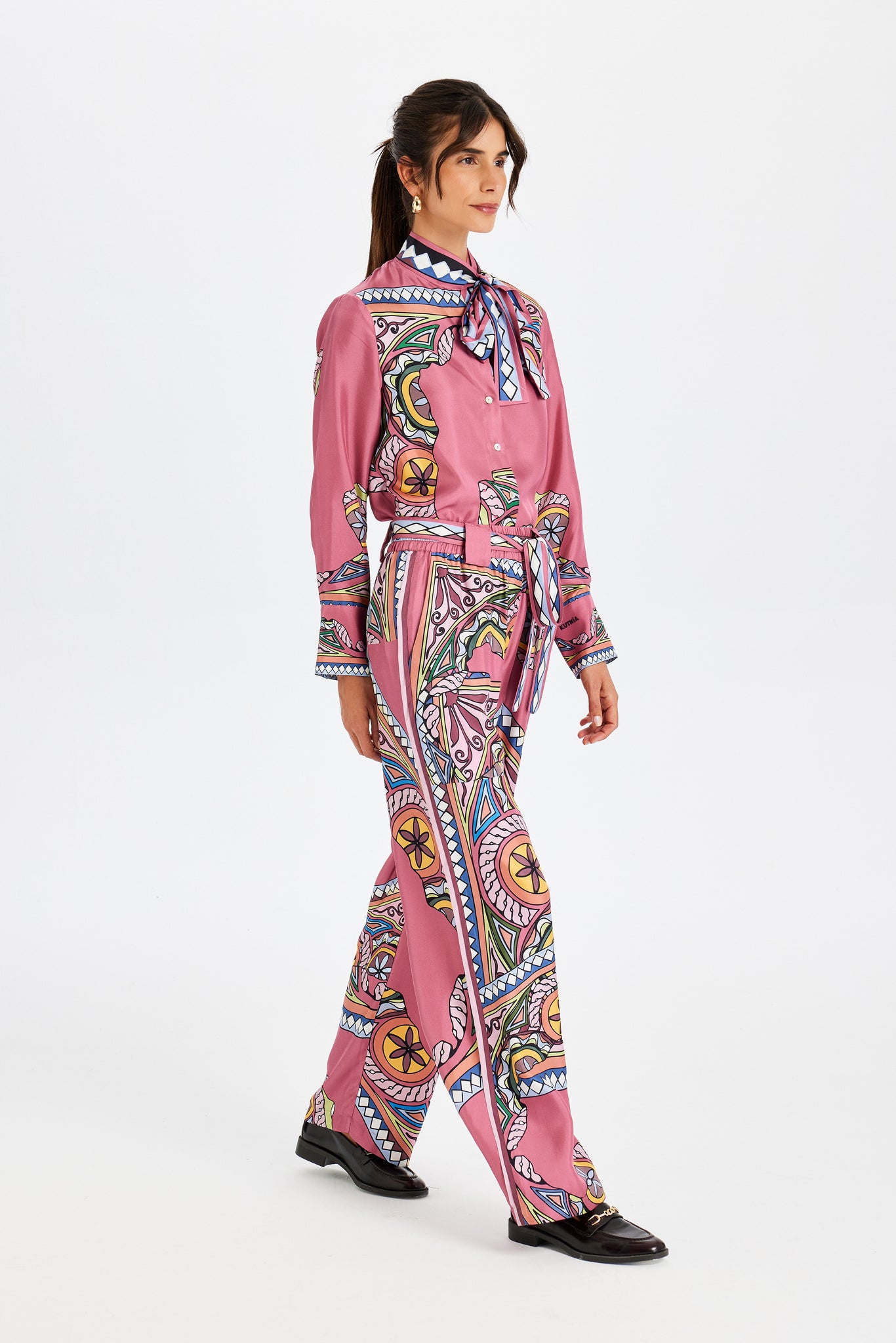 Zeugma Kemerli Koyu Pembe İpek Pantolon