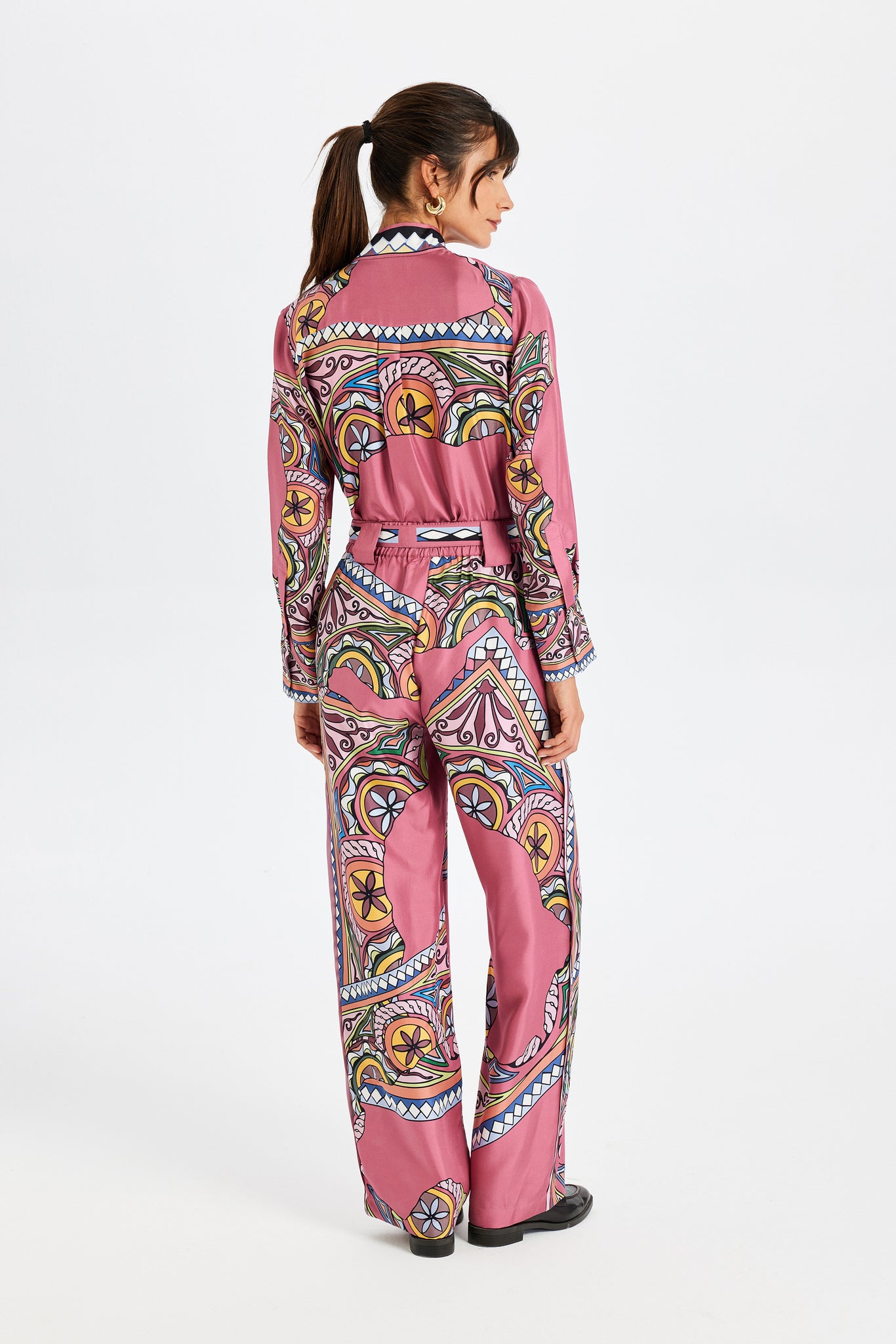 Zeugma Kemerli Koyu Pembe İpek Pantolon