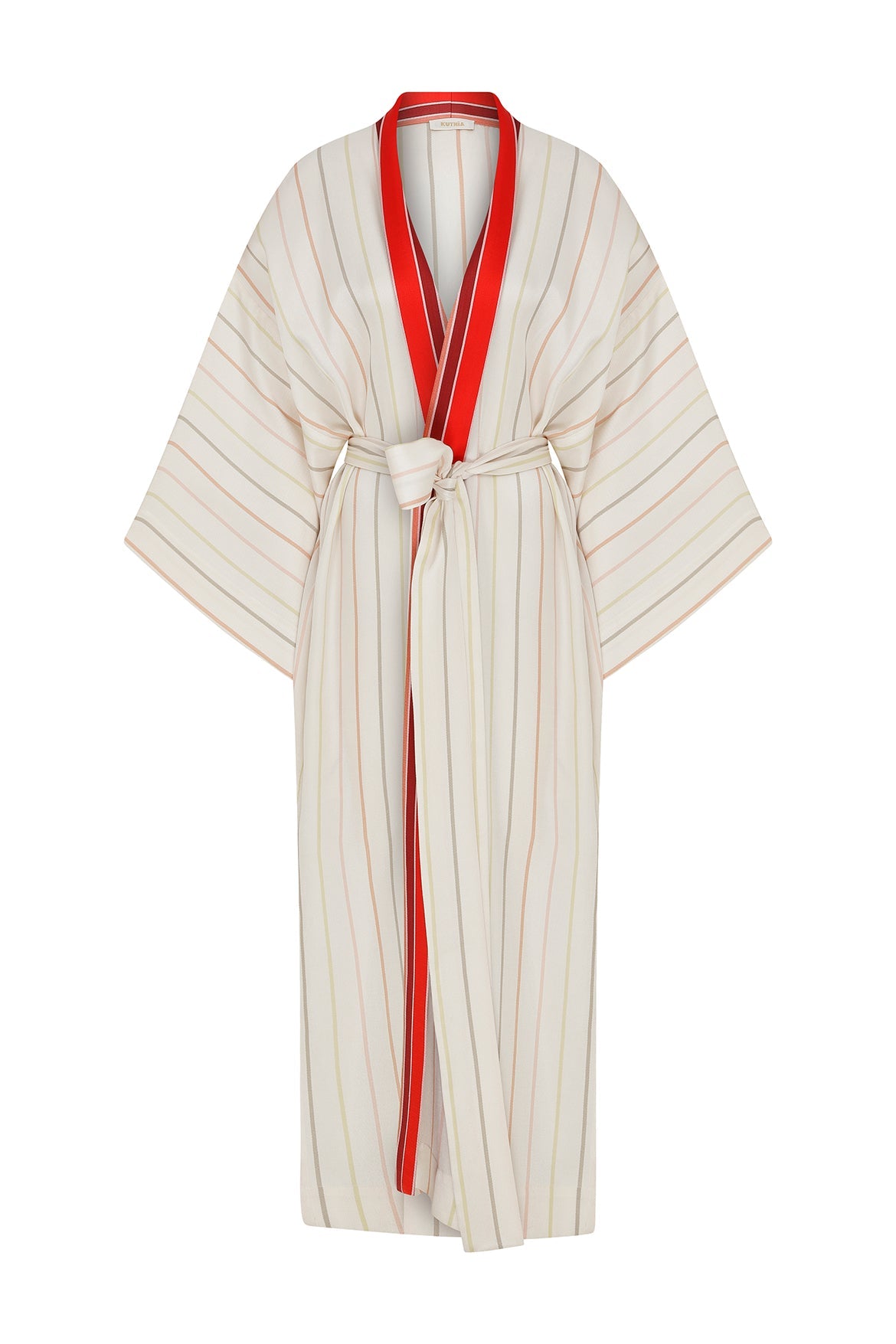 Klasik Krem Çizgili Kimono