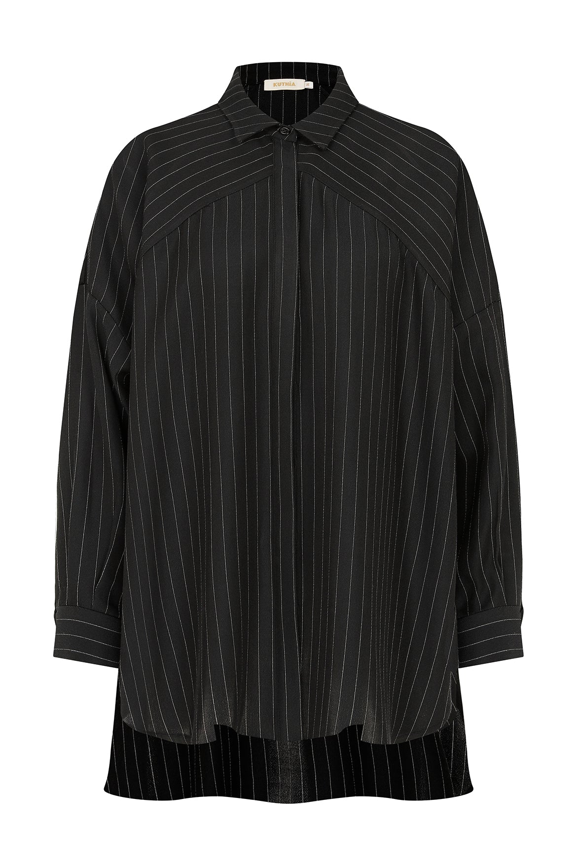 Off Shoulder Striped Black Kutnu Shirt