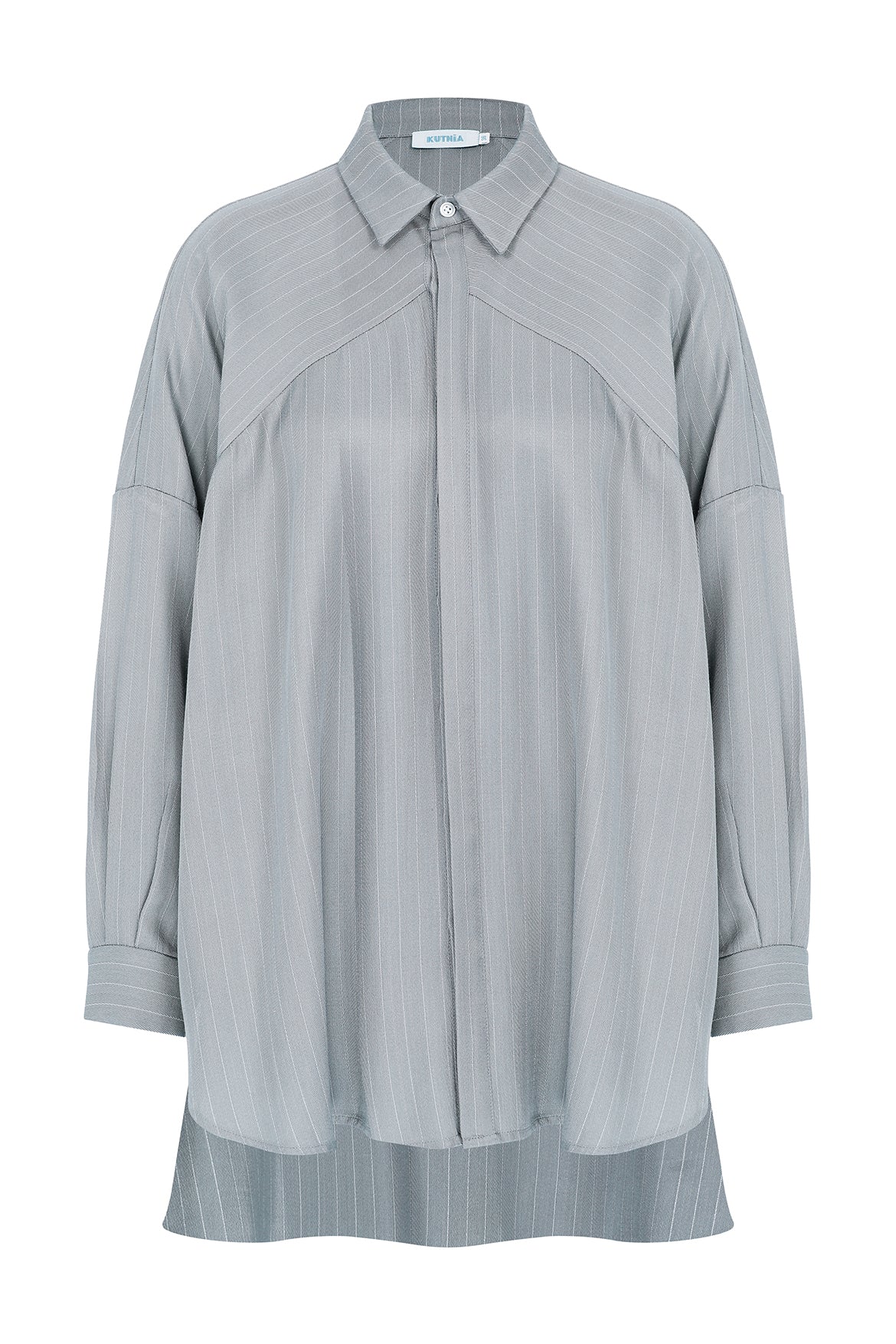 Off Shoulder Gray Striped Kutnu Shirt