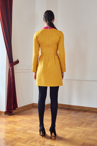 Mini Sarı Kutnu Elbise