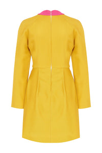 Mini Sarı Kutnu Elbise