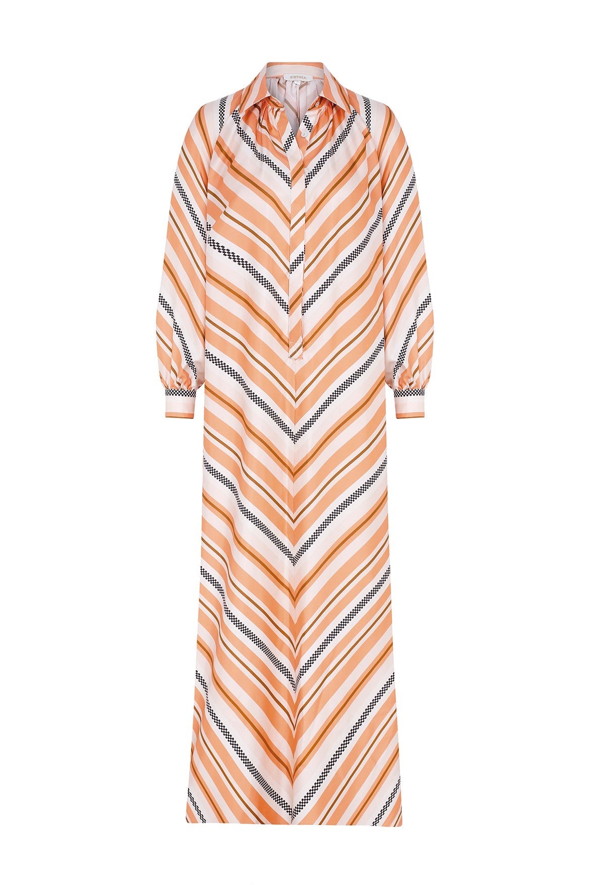 Oversize Maxi Salmon Striped Silk Dress