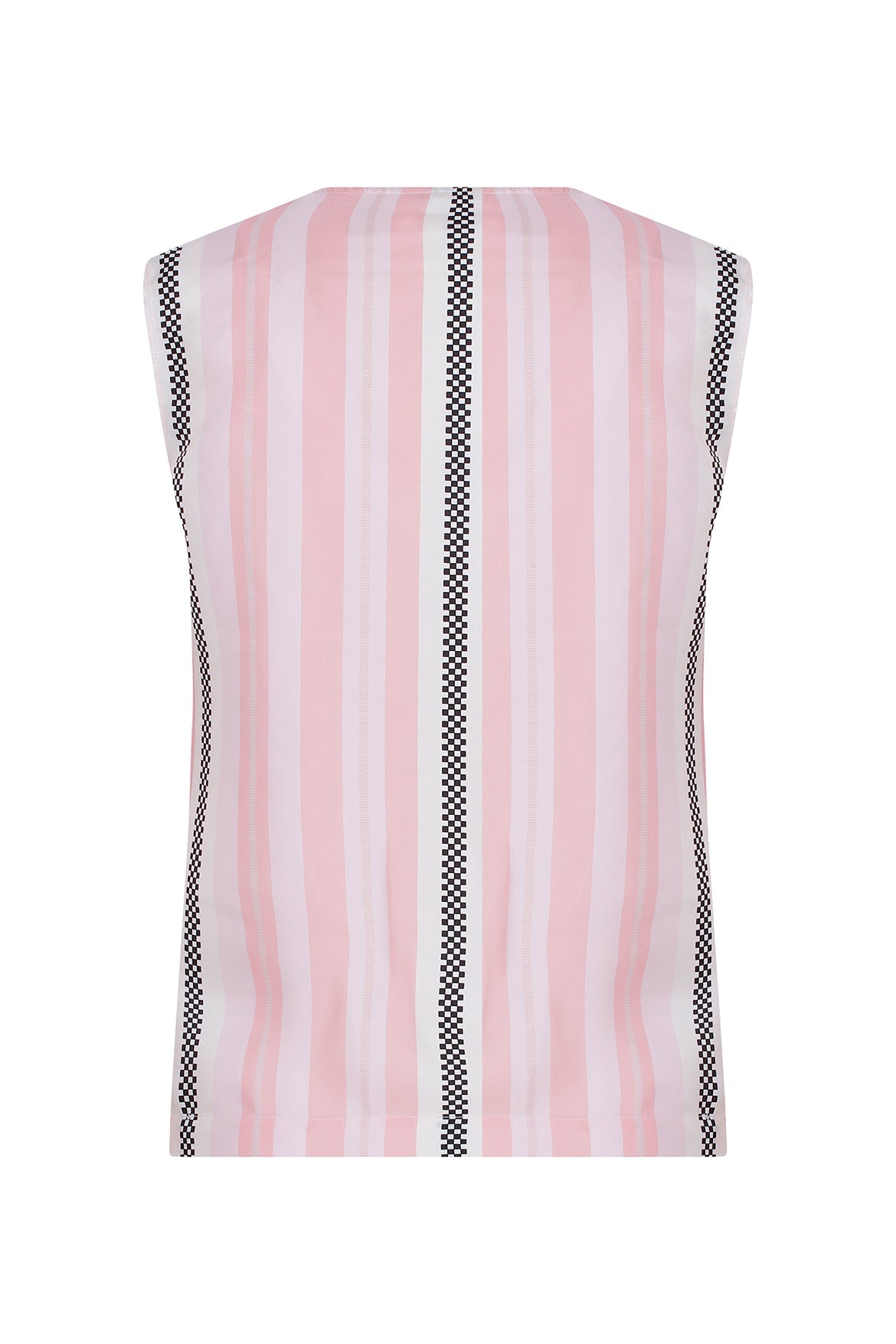 Pink Striped Silk Sleeveless Blouse
