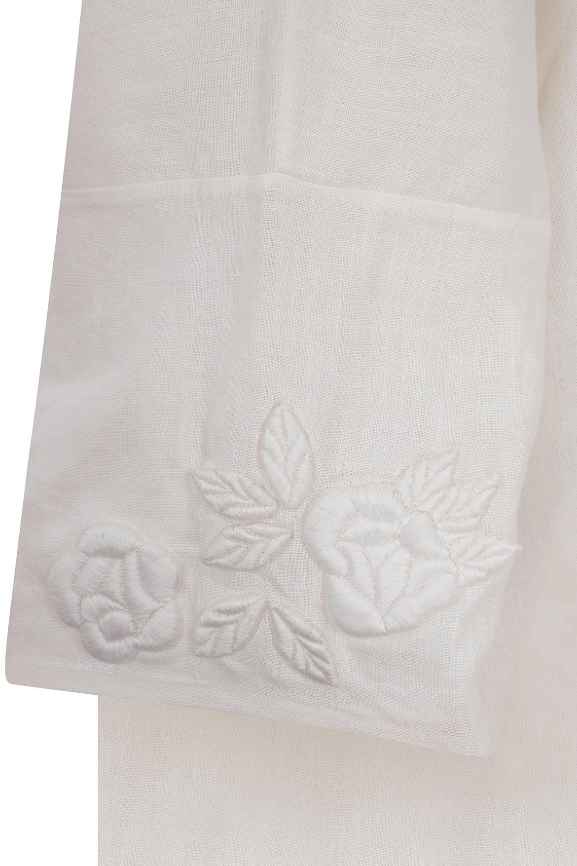 V Neck Embroidered Linen Dress