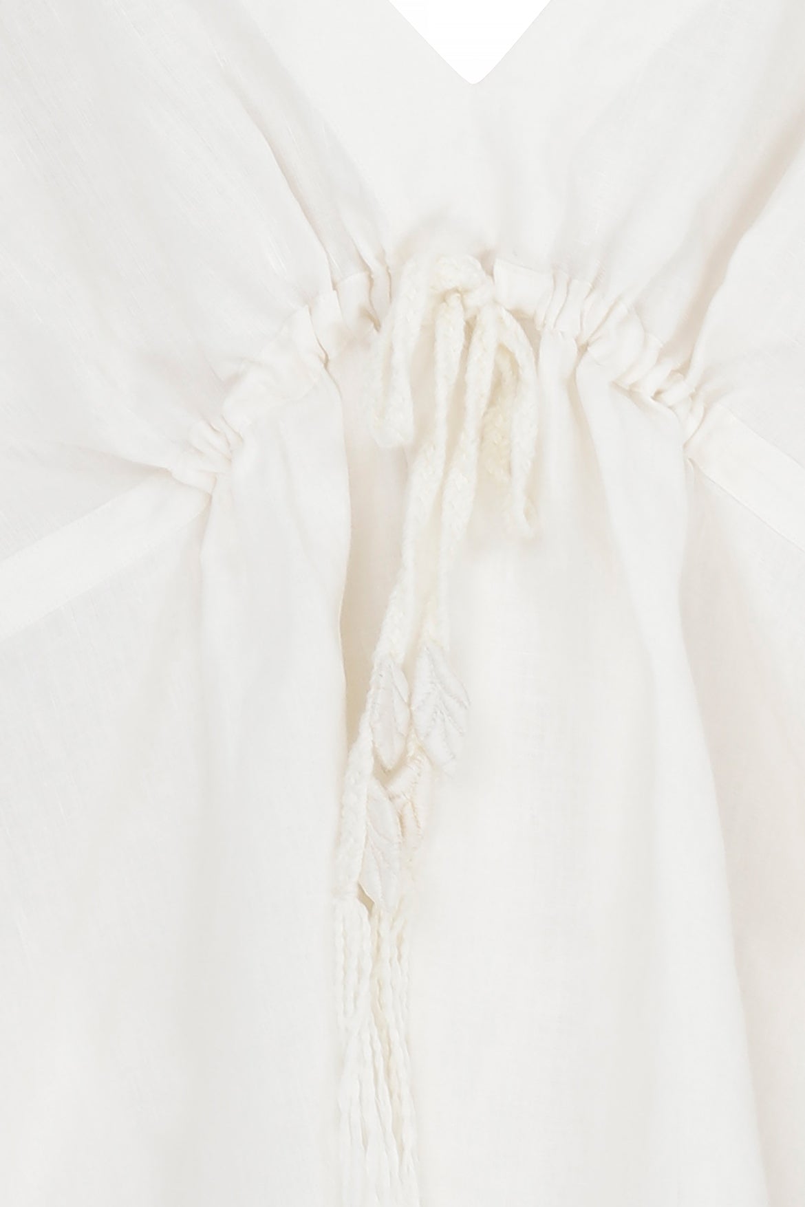 V Neck Embroidered Linen Dress