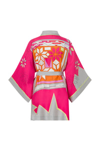 Çiçek Desenli Zeugma İpek Kimono