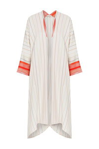 V-Neck Cream Striped Kimono